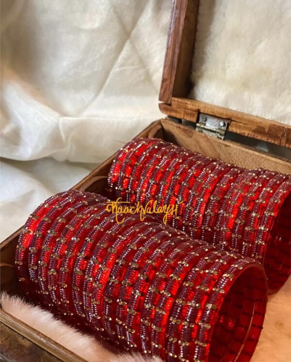 Red Zircon Kangan (Set of 4 Kangan)