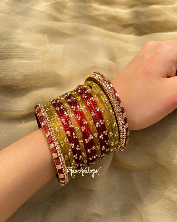 Lime & Maroon Bangle Set