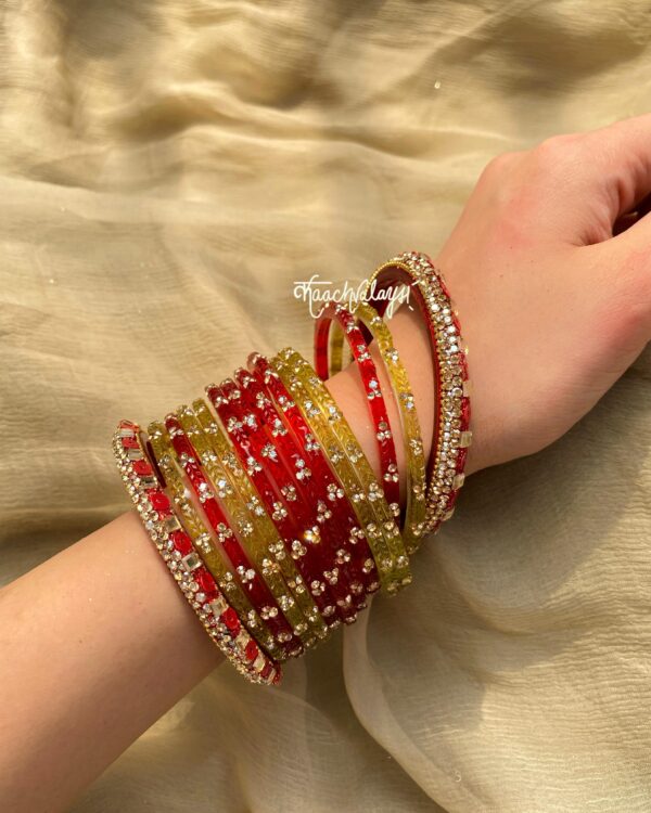Lime & Red Bangle Set