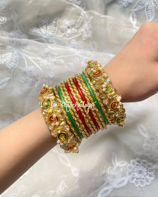 Golden Dangler Bangles Set - Image 2