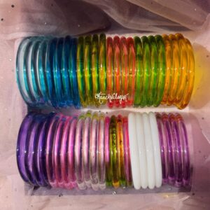 Thick Crystal Bangles (Set of 12 Shades) with Box