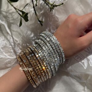 Golden & Silver Stone Bangles (Set of 8 Bangles)
