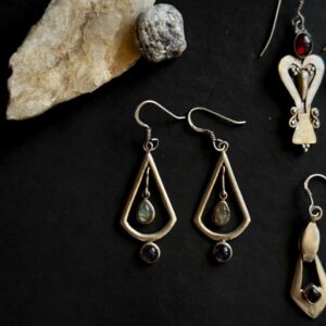 KōhyuFolk Sterling Silver Labradorite & Amethyst Earrings