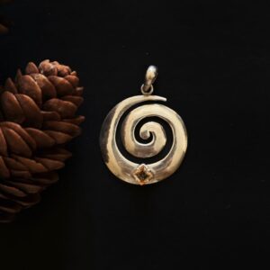 KōhyuFolk Sterling Silver Spiral Citrine Pendant